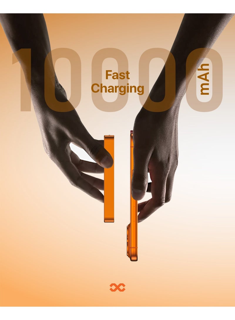 INFINYTY Power Bank 10000mAh Orange Wired & Wireless Charging, Magsafe Compatible, Ultra-Slim 12.4mm, USB-C 20W Fast Charging, Compact, Light Weight, Portable, Premium Aluminum Alloy and Glass Body, Versatile Compatibility with Smartphones - Image 4